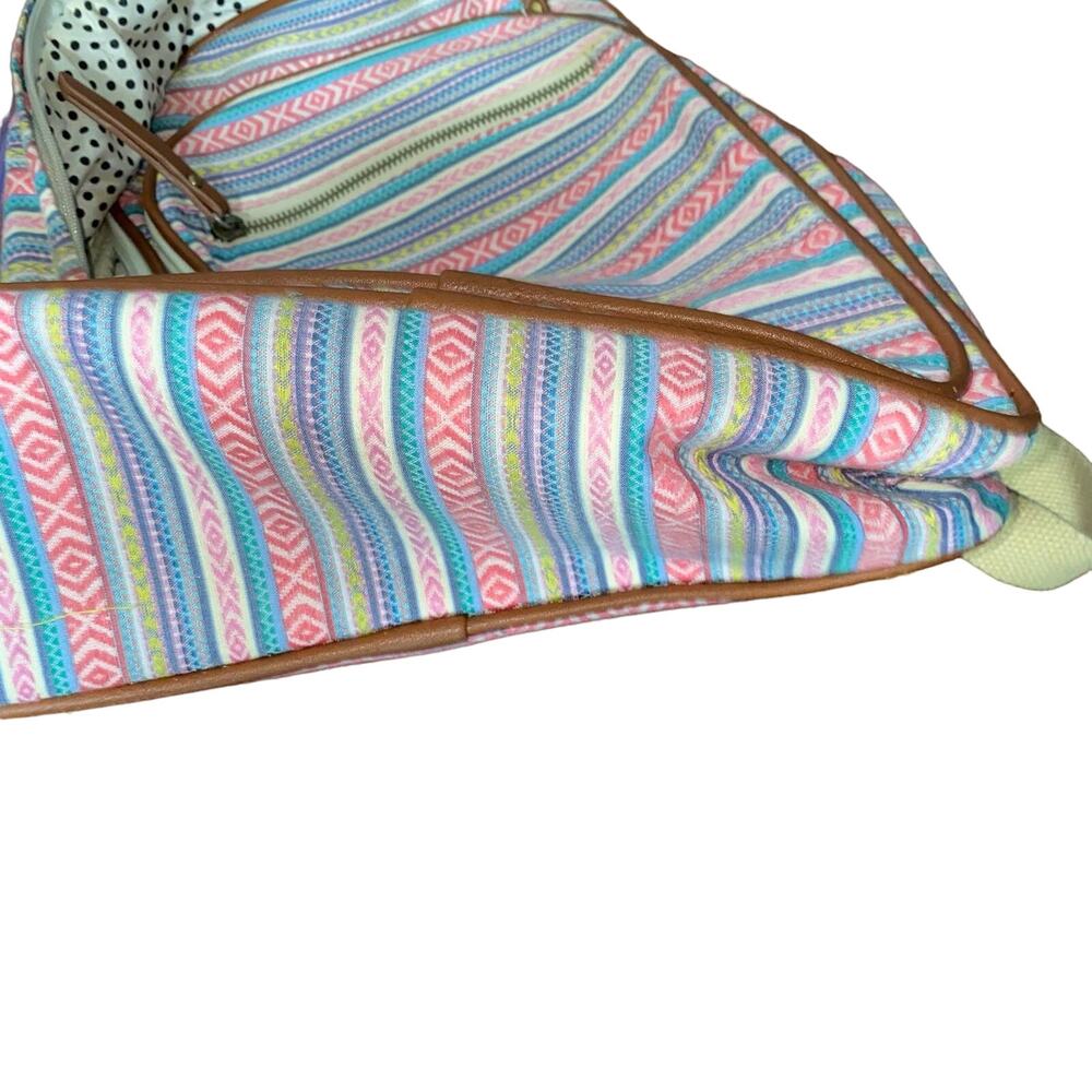 Madden Girl Boho Indie Striped Tribal Print Backpack Pink vegan leather trim - Picture 9 of 9